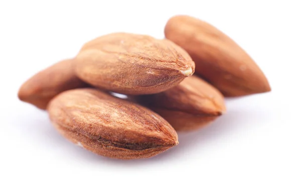 Composición Con Almendras Sin Estante Aisladas Blanco — Foto de Stock