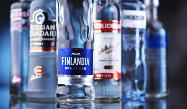 Poznan Pol May 2021 Bottles Assorted Global 보드카 브랜드 — 스톡 사진
