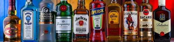 Poznan Pol Aug 2021 Butelki Różnych Światowych Marek Alkoholi Twardych — Zdjęcie stockowe