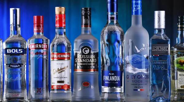 Poznan Pol Aug 2021 Válogatott Globális Vodka Márkák Üvegei — Stock Fotó