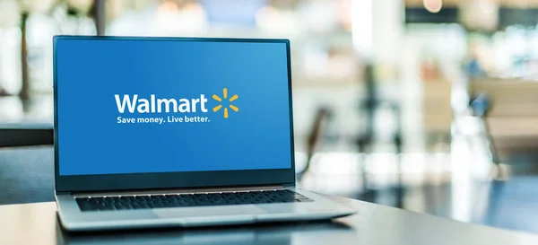 Poznan Pol Jan 2021 Комп Ютер Laptop Демонструє Логотип Walmart — стокове фото