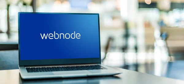 Poznan Pol Ene 2021 Computadora Portátil Que Muestra Logotipo Webnode —  Fotos de Stock