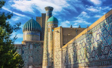 Registan Mimarisi, Semerkant antik kentinin kalbinde eski bir halk meydanı, Özbekistan. 