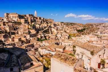 Matera, Basilicata, İtalya 'nın panoramik görünümü.