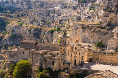 MATERA, İtalya - 7. SEP 2020: Matera, Basilicata, İtalya 'nın anıtsal mimarisi.