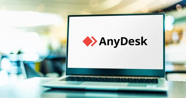 Poznan Pol Feb 2021 Computer Portatile Che Mostra Logo Anydesk — Foto Stock