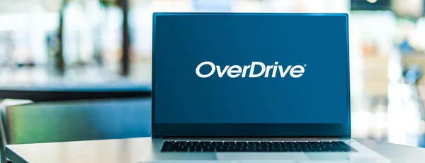 Poznan Pol Feb 2021 Laptop Mit Logo Von Overdrive Einem — Stockfoto