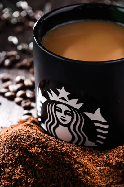 Poznan Pol Aug 2021 Cup Starbucks Name Coffee Company Coffeehouse — Stock Photo, Image