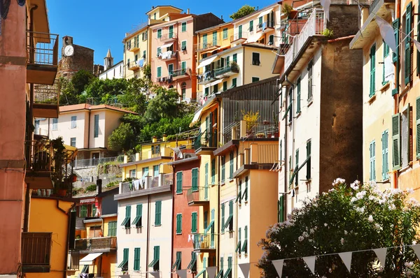 Arquitectura mediterránea tradicional de Riomaggiore, Italia — Foto de Stock