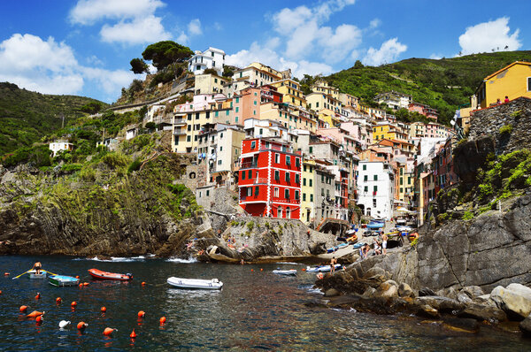 Traditional Mediterranean architecture of Riomaggiore, Italy