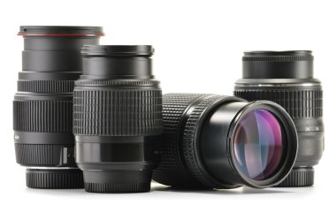 Beyaz arka plan üzerinde izole lensler zoom fotoğraf