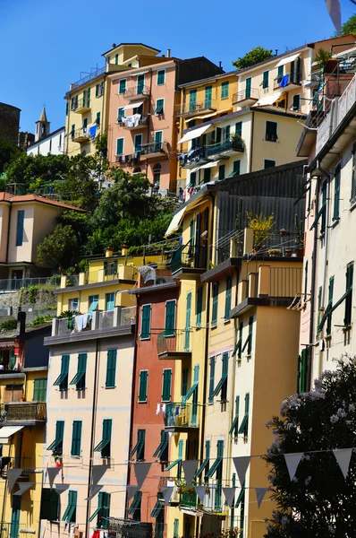 Arquitetura mediterrânica tradicional de Riomaggiore, Itália — Fotografia de Stock