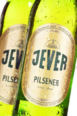 Beyaz izole Erdinger bira şişesi