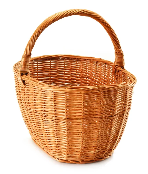 Empty wicker basket isolated on white — Stock Photo, Image