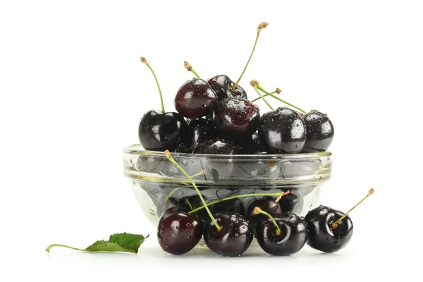 Composition with fresh cherries isolated on white — Stock Photo, Image