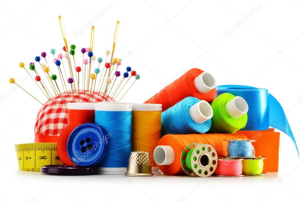 Composition with tailor threads over white — Stock Photo © monticello ...