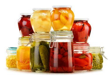 Kavanoz turşu sebze ve meyve kompostolar beyaz