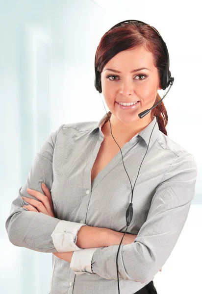 Operadora del centro de llamadas. Atención al cliente. Servicio de ayuda . — Foto de Stock