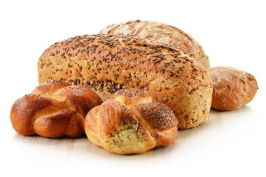 fırın ürünleri üzerinde beyaz izole ile kompozisyon