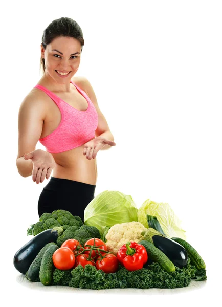 Dieta equilibrada à base de vegetais orgânicos crus e frutas — Fotografia de Stock