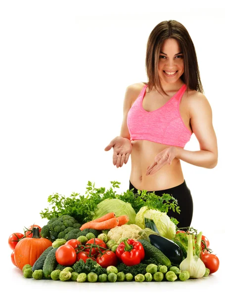Dieta equilibrata a base di frutta e verdura biologica cruda — Foto Stock