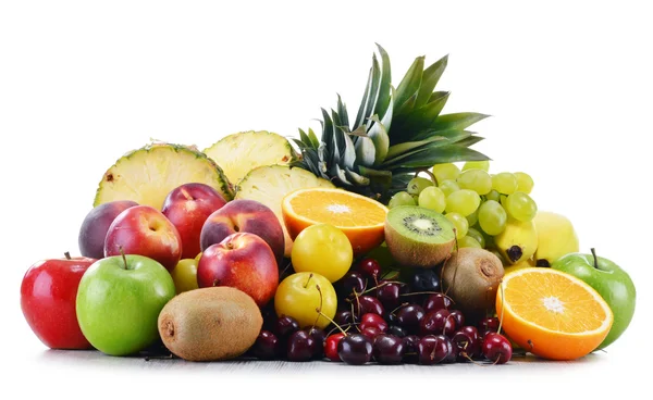Složení s různými druhy ovoce. Vyvážená strava — Stock fotografie