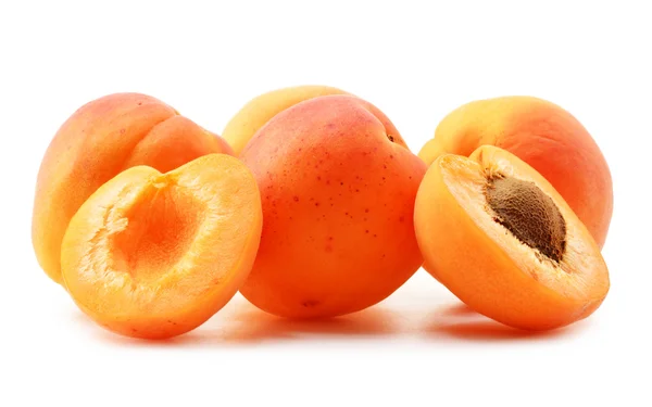 Composition with fresh ripe apricots isolated on white — Stock Photo, Image