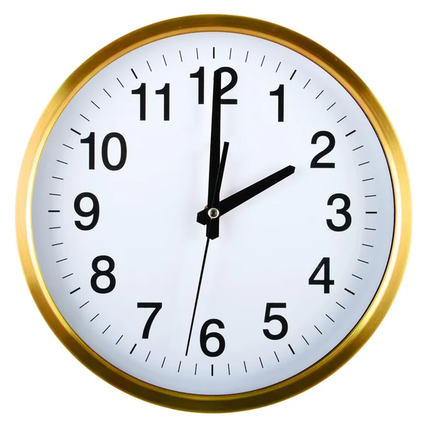 Zegar ścienny na białym tle na białe dwie godziny — Zdjęcie stockowe