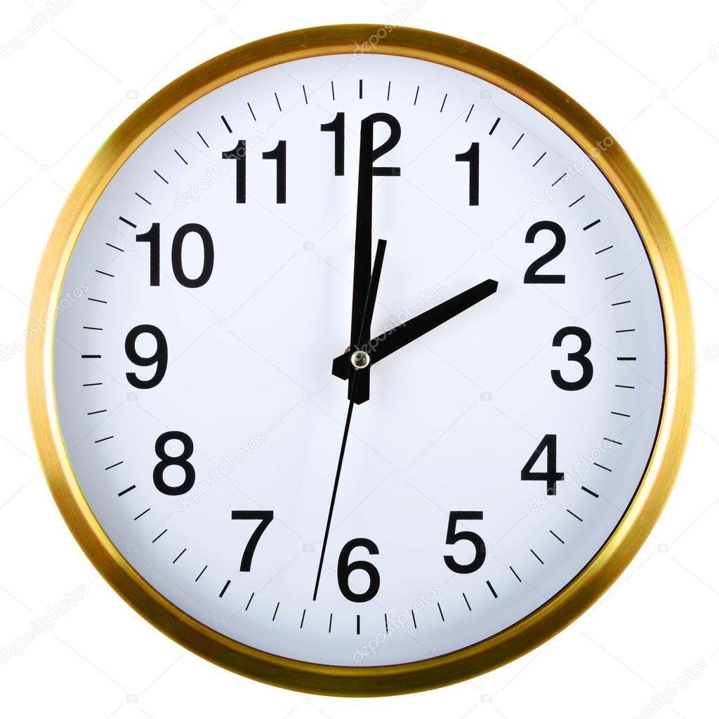 Wall clock isolated on white Two o'clock