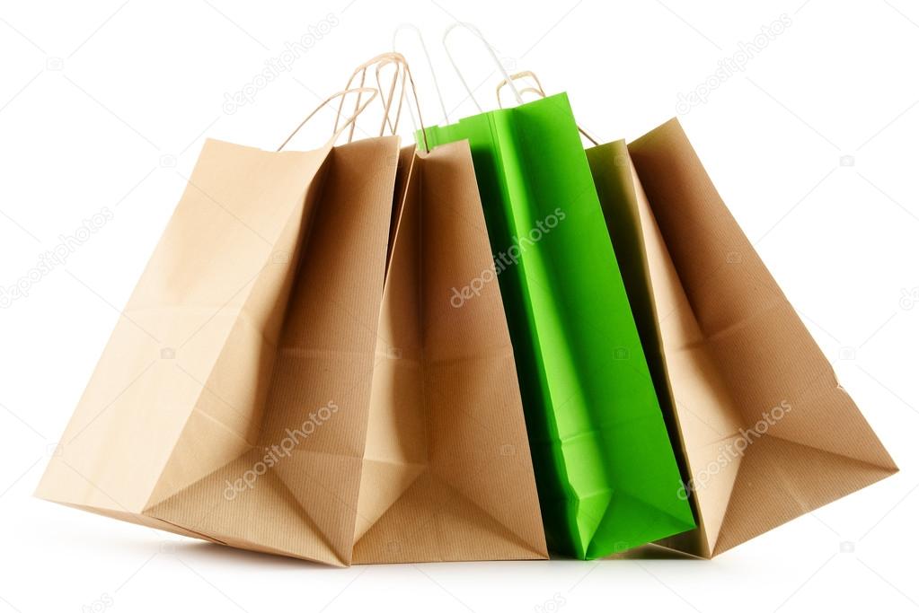 Paper shopping bags isolated on white background