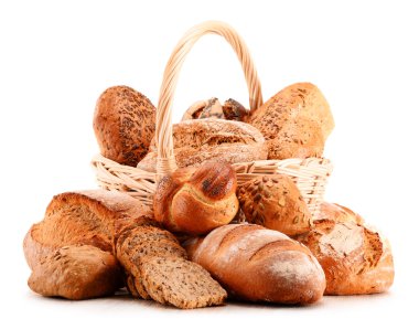 fırın ürünleri üzerinde beyaz izole ile kompozisyon