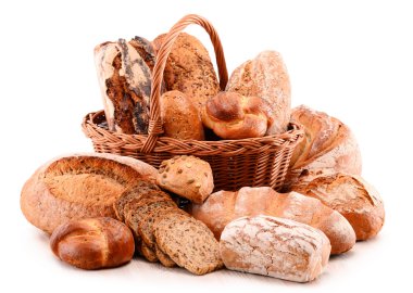 fırın ürünleri üzerinde beyaz izole ile kompozisyon