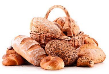 fırın ürünleri üzerinde beyaz izole ile kompozisyon