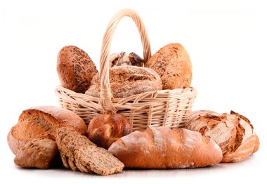 fırın ürünleri üzerinde beyaz izole ile kompozisyon