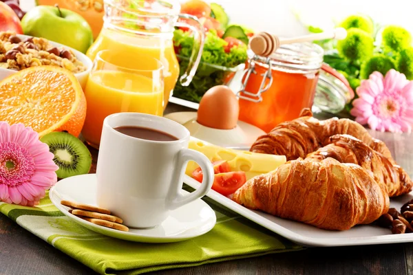 Composición con desayuno en la mesa. Dieta equilibrada . —  Fotos de Stock