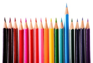 Beyaz izole renkli boya kalemi ile kompozisyon