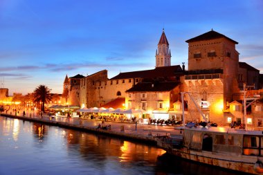 Old town of Trogir in Dalmatia, Croatia by night clipart