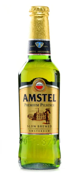 Amstel Premium Pilsener şişesi beyaz izole — Stok fotoğraf