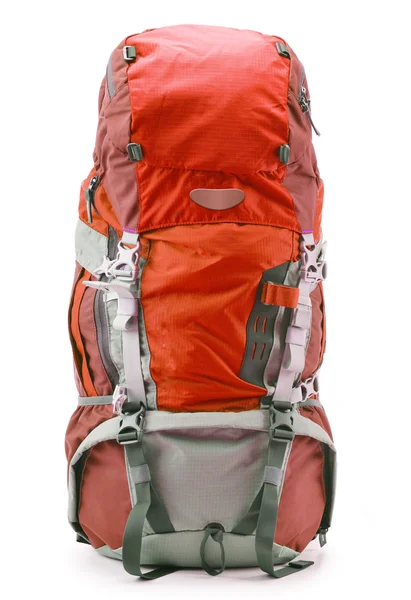 Mochila turística roja grande aislada en blanco — Foto de Stock