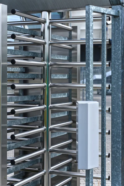 Full-height turnstile guarded stadium entrance — Stock Photo, Image