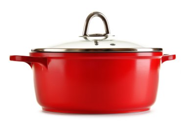 Çelik kap beyaz arkaplanda izole