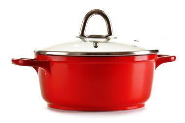 Çelik kap beyaz arkaplanda izole