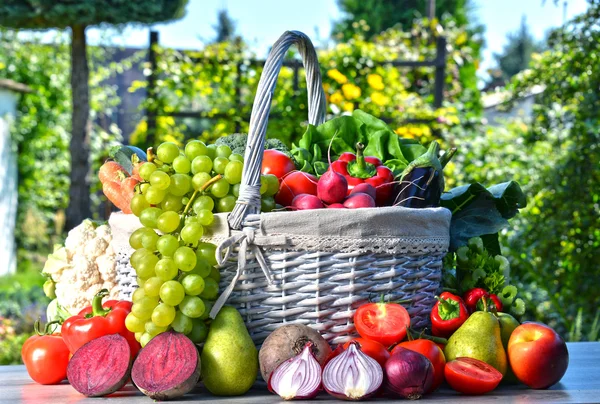 Fresh organic vegetables and fruits in the garden — Stock Photo, Image