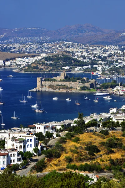 Widok na port Bodrum i zamek św Piotra — Zdjęcie stockowe