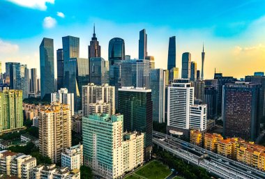 Guangzhou, Çin - 11 Ocak 2025 Guangzhou şehir merkezi ya da Canton, Guangdong eyaleti, Çin