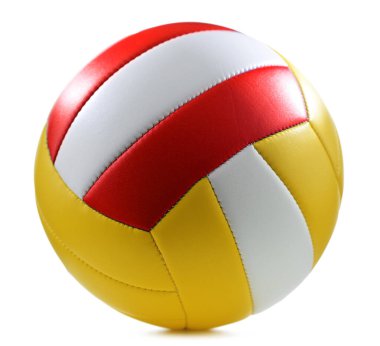Beyaz arkaplanda izole edilmiş deri voleybol topu.