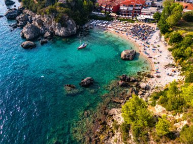 Yunanistan 'ın Epirus kentindeki Preveza bölgesindeki Parga' nın hava manzarası.