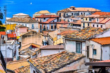 Pizzo Calabro 'nun mimarisi Vibo Valentia, Calabria, İtalya.