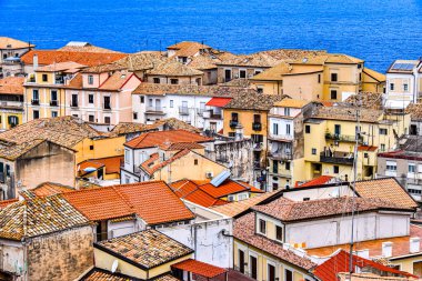 Pizzo Calabro 'nun mimarisi Vibo Valentia, Calabria, İtalya.