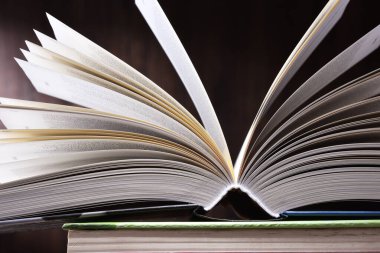 Masanın üzerinde açık bir kitapla kompozisyon.